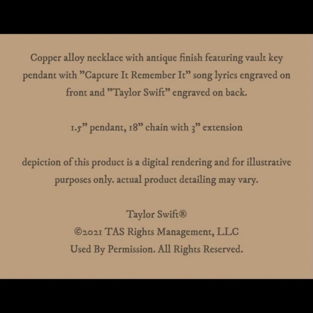 NEW Taylor Swift “Capture It, Remember It” Vault Key - Picture 15 of 16
